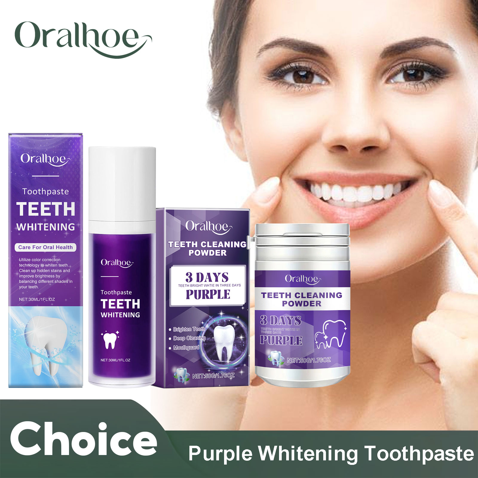 Teeth Whitening From Home - Corretor roxo para clareamento dos dentes,